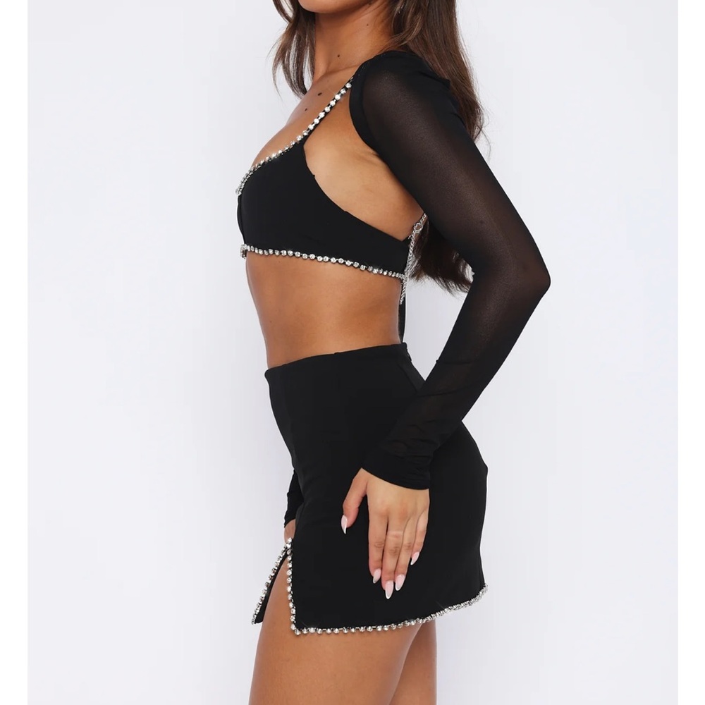 White Fox Boutique Black Mini Skirt with Silver Accents - Picture 2 of 4